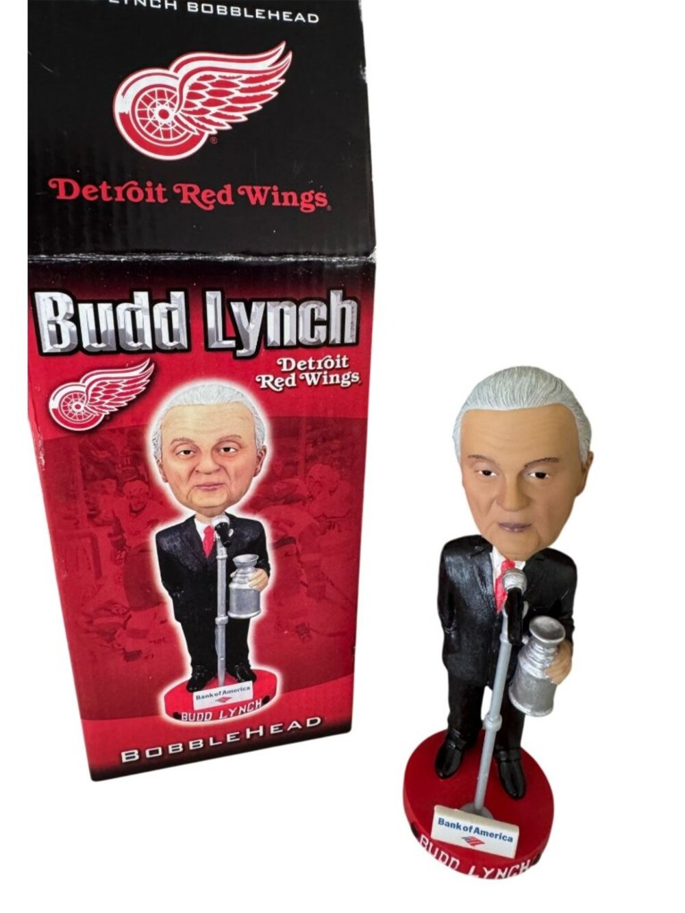 NHL Detroit Red Wings Budd Lynch Announcer Bobblehead with Original Box